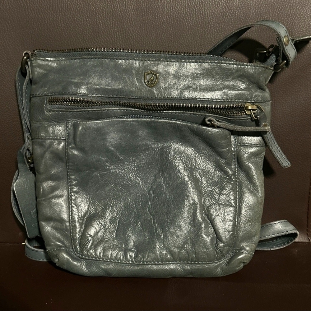 Cochor Stylish Gray Leather Crossbody Bag